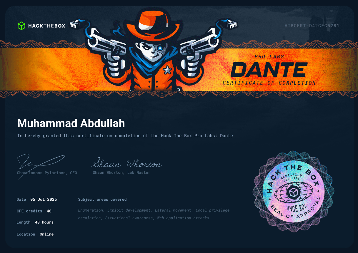 Dante - Pro Lab